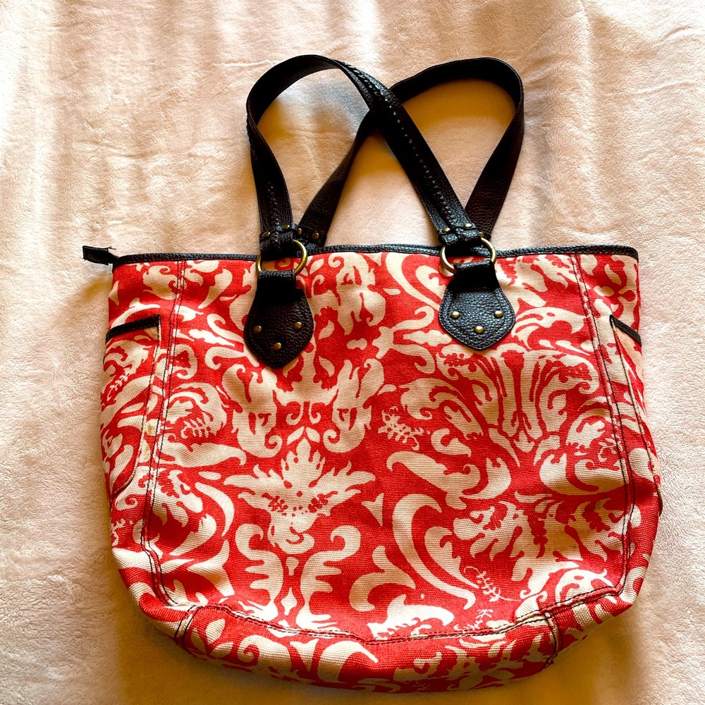 Estée Lauder canvas summer bag with leather handles